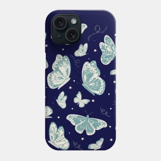 Monarch Butterfly whimsical hand drawn seamless pattern with lots of textures Phone Case