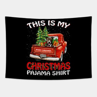 This Is My Christmas Pajama Shirt Pit Bull Truck Tree Tapestry