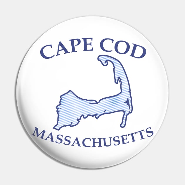 Preppy Vintage Blue Cape Cod Massachusetts Map Pin by emrdesigns