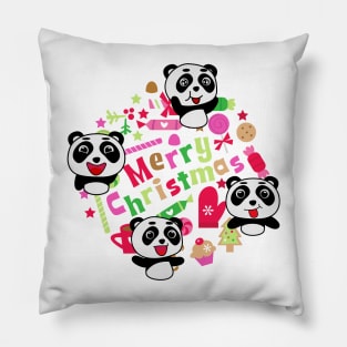 Cute Panda Face For Christmas Pillow