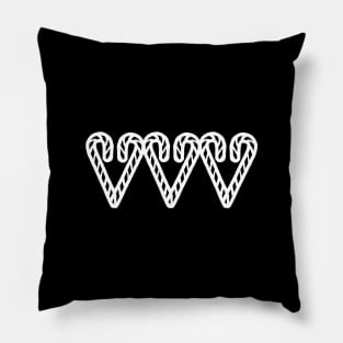 White Line Candy Cane Hearts for Christmas Pillow