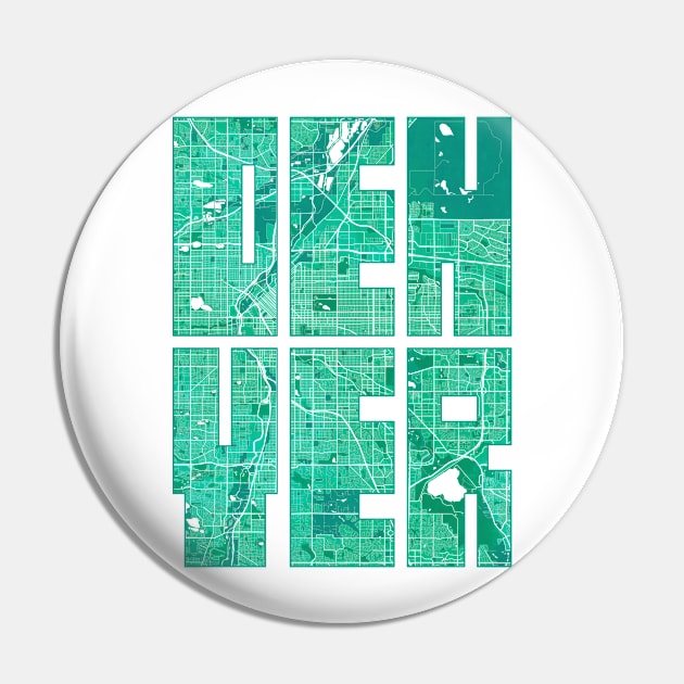 Denver, USA City Map Typography - Watercolor Pin by deMAP Studio