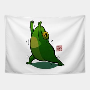 Yoga Frog Warrior Pose Tapestry