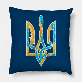 Blue and yellow Ukrainian Trident Pillow