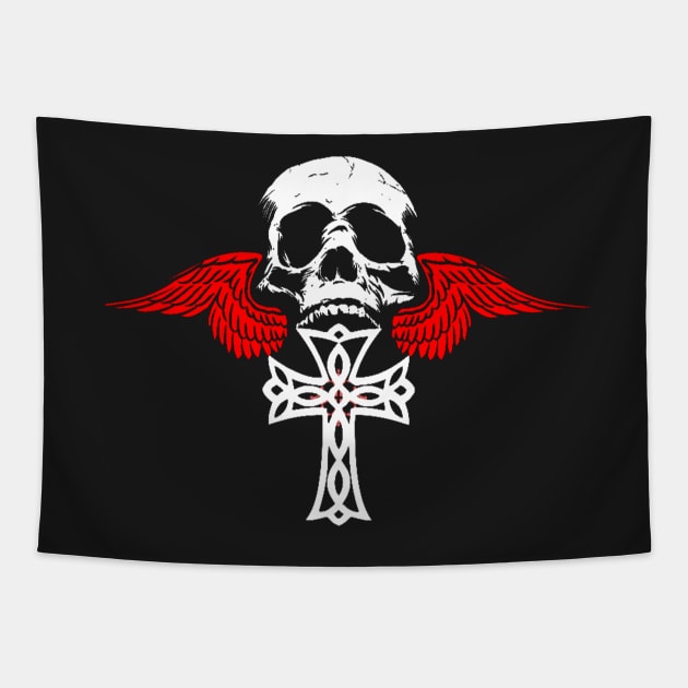 Skull Cross Wings Tapestry by PromiscuousImpressions