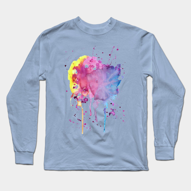 Yellow Pink Purple Blue Paint Splatter Splatter Long Sleeve T