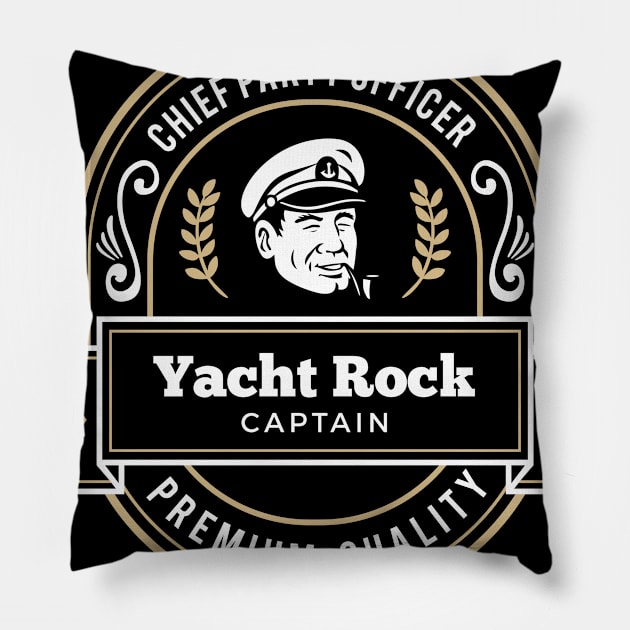 Yacht Rock Captain - Party Boat Drinking Illustration Pillow by Vector Deluxe