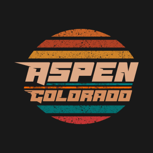 Aspen Colorado retro vintage sunset stripes distressed T-Shirt