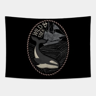 Orca Whale - Wild and Free Animal Ocean Tapestry