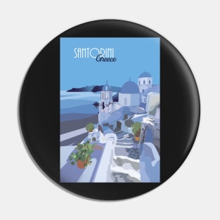 Santorini Greek Summer Holiday Illustration Pin