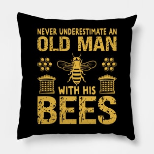 Bee Keeper An Old Man With His Bees Beekeeping Pillow