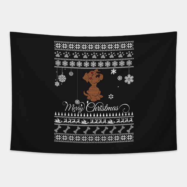 Merry Christmas DOG Tapestry by irenaalison