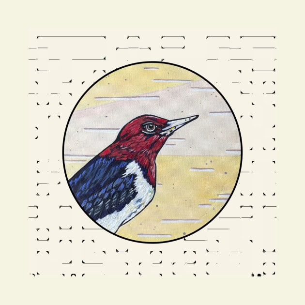 Red Headed Woodpecker on Birch by KrissyK