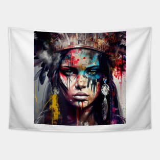 Powerful American Native Warrior Woman #5 Tapestry