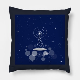 antenna, communication, television, internet, illustration, night, modern, technology, light, shine, glitter, stars, space, galaxy, cosmos Pillow