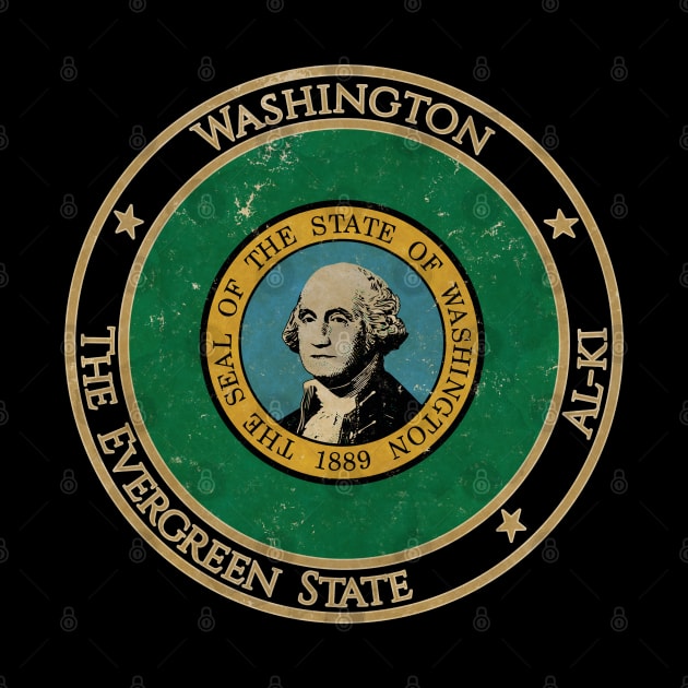Vintage Washington USA United States of America American State Flag by DragonXX