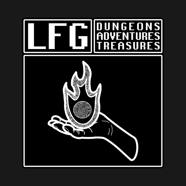 LFG Looking For Group Sorcerer Fireball Spell Spellcasting Dungeon Tabletop RPG TTRPG by GraviTeeGraphics