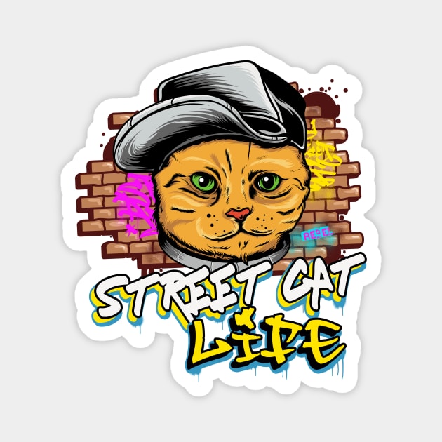 Street Cat Life Graffiti Cool Cats Magnet by Foxxy Merch