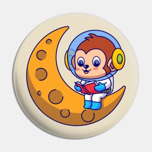 Monkey Astronaut Sitting on the Moon Pin