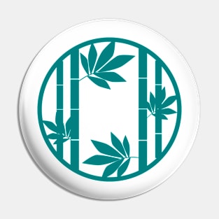 Teal Bamboo Forest Round Window Ring Pin