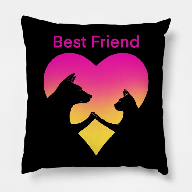 Dog and cat best friend love Pillow by Artardishop