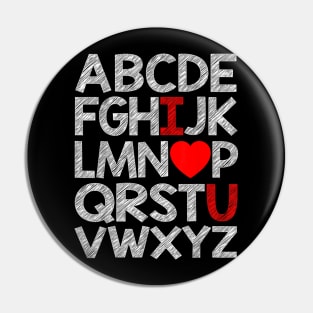 Alphabet ABC I Love You Funny Valentines Day Heart Gifts Pin