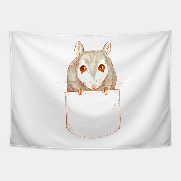 Tiny Cute Mouse Pocket Tapestry by jessicaguarnido