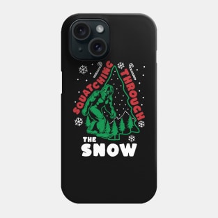 Bigfoot Squatching Through The Snow Christmas Tree Sasquatch Phone Case