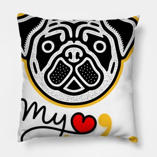 CUTE KING PUG Pillow