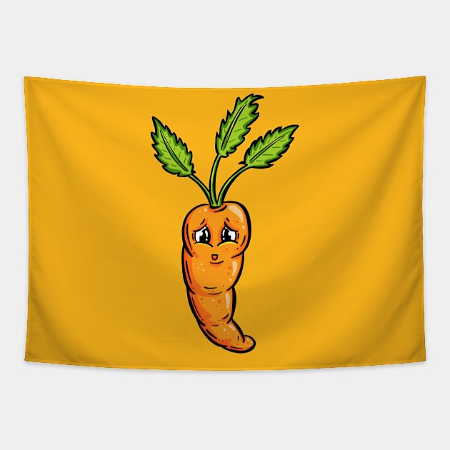 Happy Carrot Cartoon Character Garden Tips Toons Tapestry by Garden Tips Toons