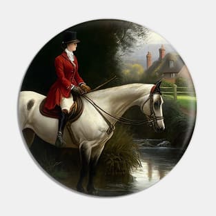 Vintage Horse Riding Oil Painting Pin