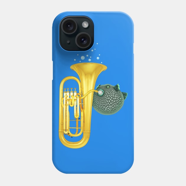 Puffer Fish Playing Tuba Phone Case by Ornaart