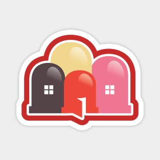 Light bulb and houses sticker logo icon. Energy power in the house idea concept. Real Estate logo design icon. Magnet