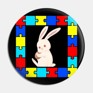 Autism Day rabbit Pin