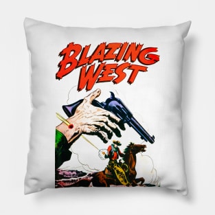 Shot in the Armed Hand Cowboy Duel Blazing West 1948 Retro Vintage Comic Cover Book Pillow