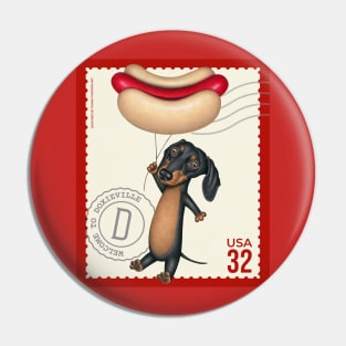 Cute Dachshund Doxie Dog with Hotdog Balloon Pin