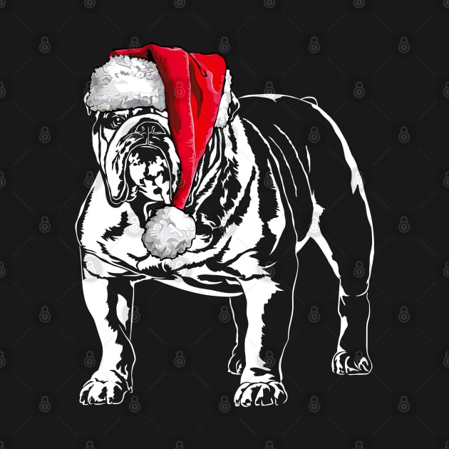 Santa English Bulldog Christmas dog by wilsigns