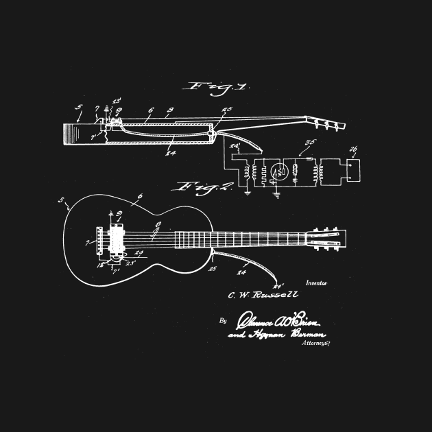 Guitar Vintage Patent Drawing by TheYoungDesigns