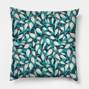 Minimalist Leaf Line Art Illustration as a Seamless Surface Pattern Design Pillow