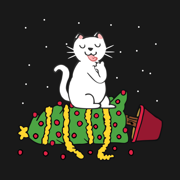 white cat knocked the christmas tree by FandomizedRose