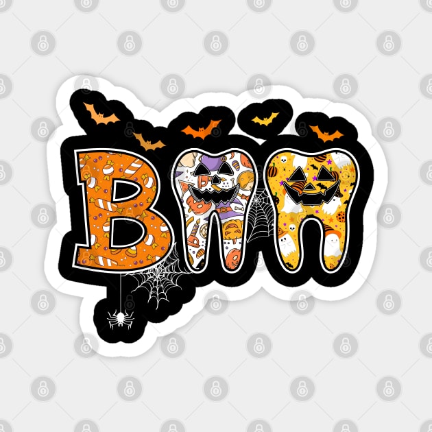 Boo Teeth Pumpkin Dentist Dental Hygienist Halloween Costume Magnet by Nisrine