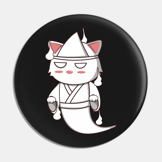 Kawaii Yurei Ghost Cat Pin by Luna Illustration