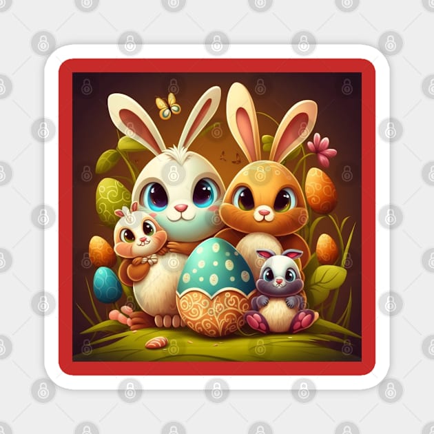 EASTER BUNNY FAMILY Magnet by Cerrilly 