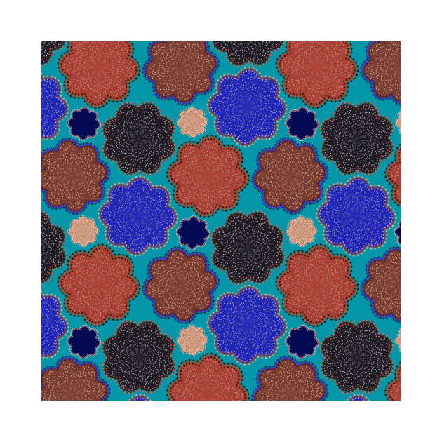 Blue & Red Floral Pattern by FloralPatterns