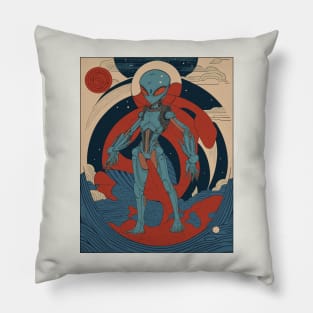 Alien (Japanese Ukiyo-e Woodblock Print) Pillow