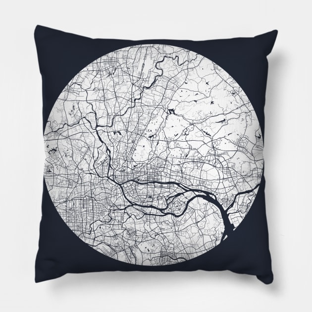 Guangzhou, Guangdong, China City Map - Full Moon Pillow by deMAP Studio