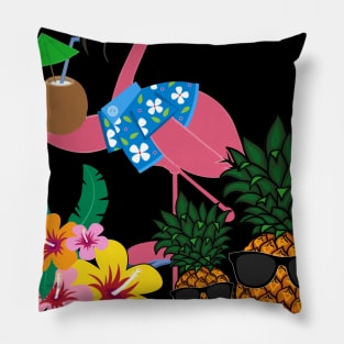 Cool Flamingo Pineapple Tropical Summer Pillow