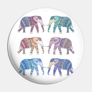 Colorful Elephants Art Print Pin