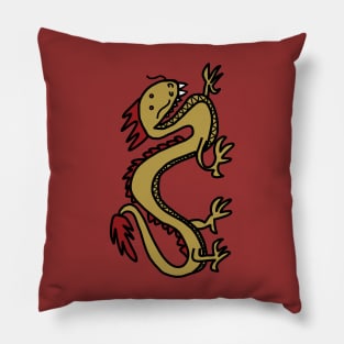 Red and Gold Dragon Pillow