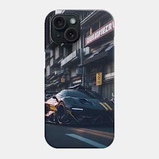 Dark Neon City Sports Car Phone Case